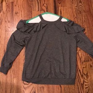 Cozy Sweater with off shoulder ruffles